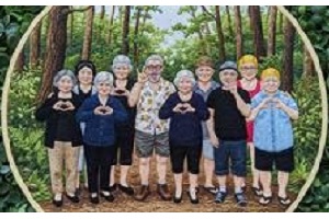 Characture of a group of seniors