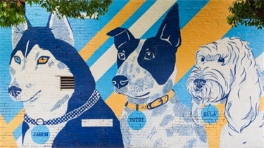 Dogs of the West by Justine McAllister, 174 Nicholson St Footscray, StreetWORKS 2020, photo by Holly Hawkins