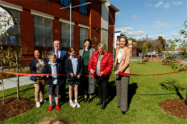 Ribbon cutting to officially open the Birmingham Street Pocket Park.