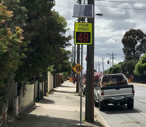 Portable sign - Somerville Road eastbound SQUARE.jpg
