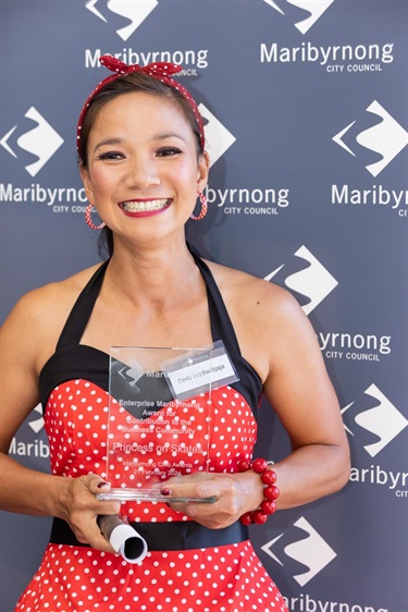 Belle Hadiwidjaja, Princess on Skates recipient of the Enterprise Maribyrnong Award for Contribution to Business Community