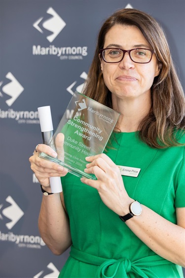 Emma Price on behalf of Duke Street Community House recipient of the Community Strengthening Award