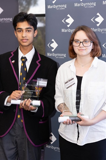 Farzad Ihaab Ahmad and Donna Joe-Newman recipients of the Youth Leadership Award