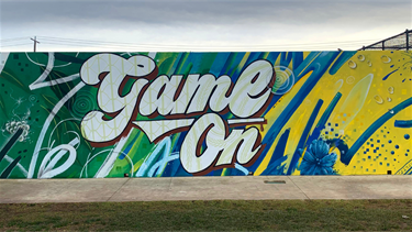 Game On by Mike Makatron and Camilo Delgado, Angliss Reserve Yarraville, StreetWORKS 2022