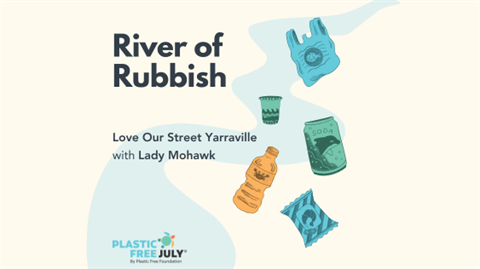 graphic of rubbish along a river