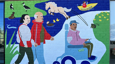 Meet Me at the Centre (detail) by Emma Ismawi, 9 Randall St Maribyrnong, StreetWORKS, 2024