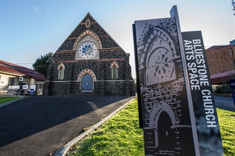 Exterior of Bluestone Church Arts Space